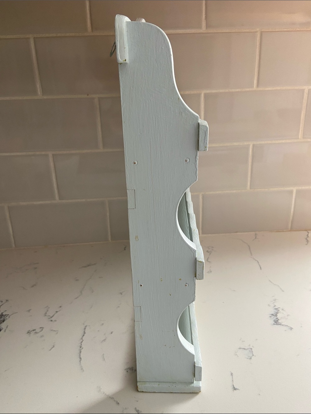 Vintage 1940s Wooden Wall Spice Rack 3 Tier Farmhouse Cottage Kitchen Shelf - Picture 12 of 13